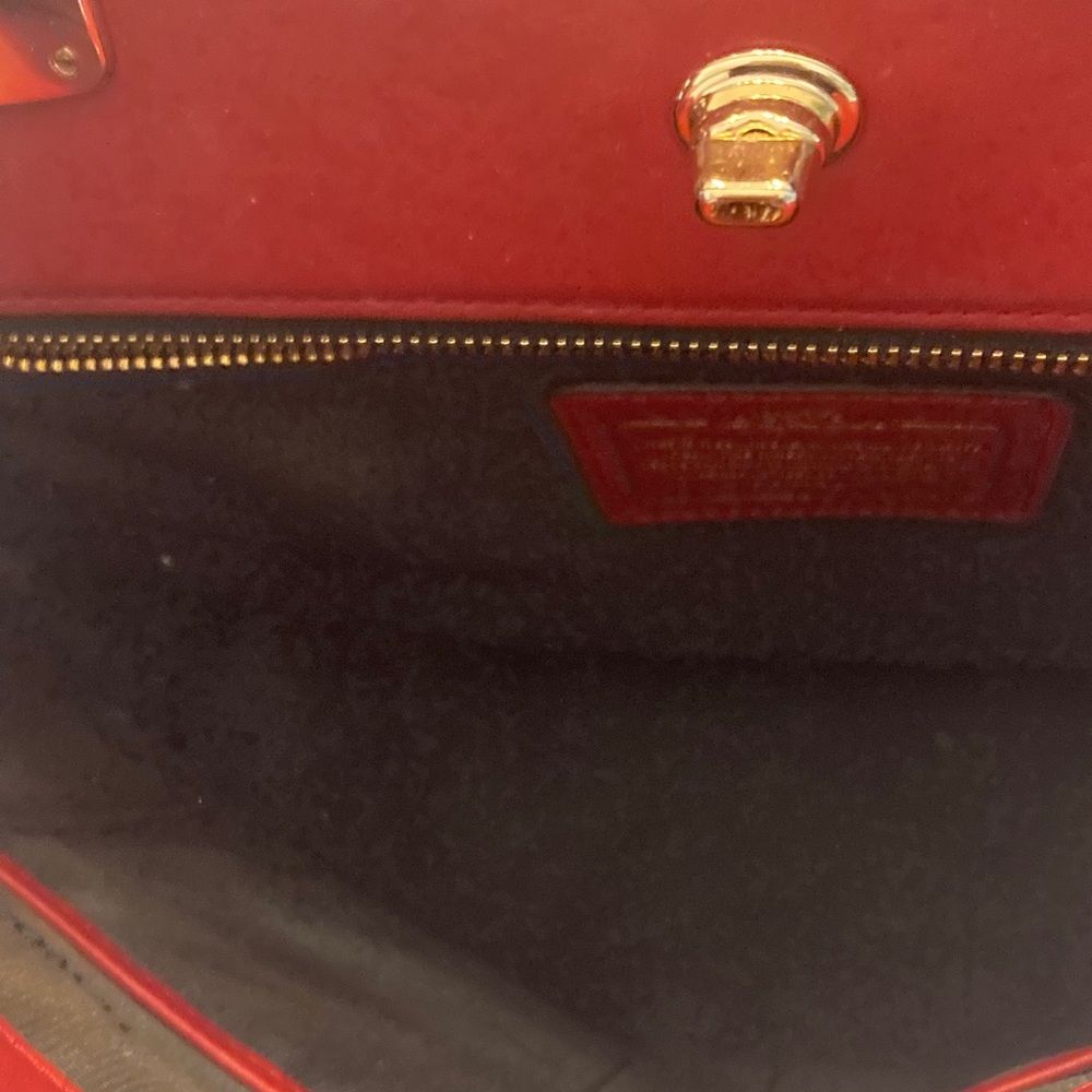 Coach Red Gramercy Leather Satchel - Picture 7 of 9